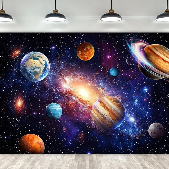 Galaxy Nebula Backdrop The Eight Planets Starry Night Sky Blue Outer Space Universe Stars Fantasy Photography Backgrounds Photo Shoot Decor Props Decoration
