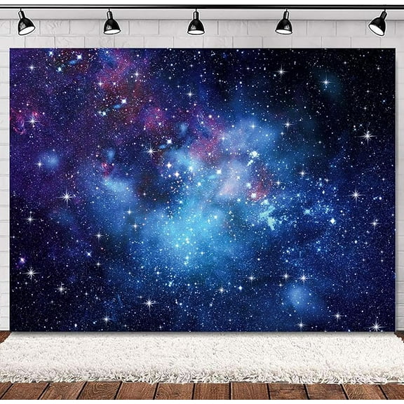Galaxy Nebula Backdrop Star Night Sky Blue Outer Space Universe Stars Fantasy Planet Cosmic for Kids Boys Decorations Photography Background Banner Photo Booth Studio