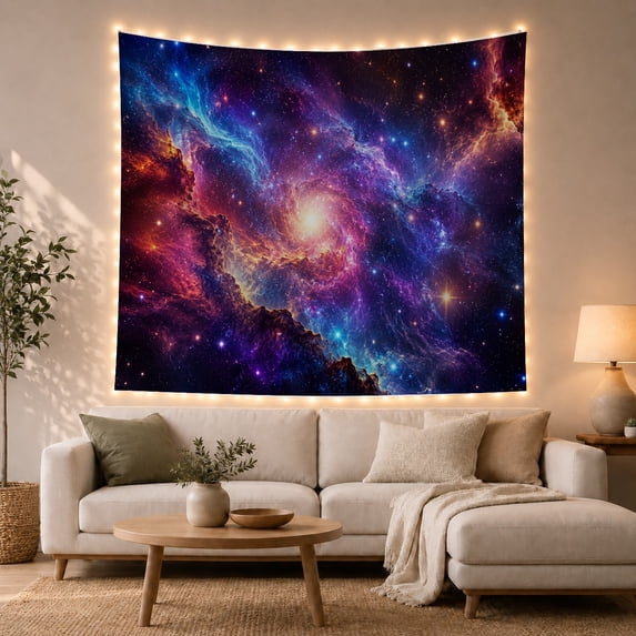 Galaxy Nebula in Deep Space, Cosmic Energy and Starfield, Mystical Celestial Art for Astronomy Fans, Space Wall Decor, Housewarming Gift, Tapestry Wall Hanging for Living Room and Bedroom