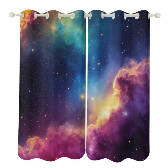 Galaxy Nebula Dream 2 Panels 3D Printing Pattern Curtain for Bedroom Living Room Kitchen Window Decoration Home