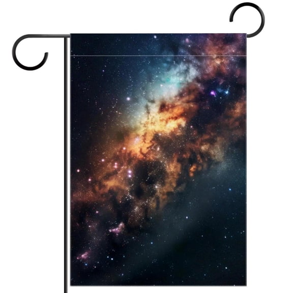 Galaxy Nebula Pattern Garden Flag Double Sided House Flag for Outdoor Home, Personalized All Year Round Yard Decor 12 x 18 Inch