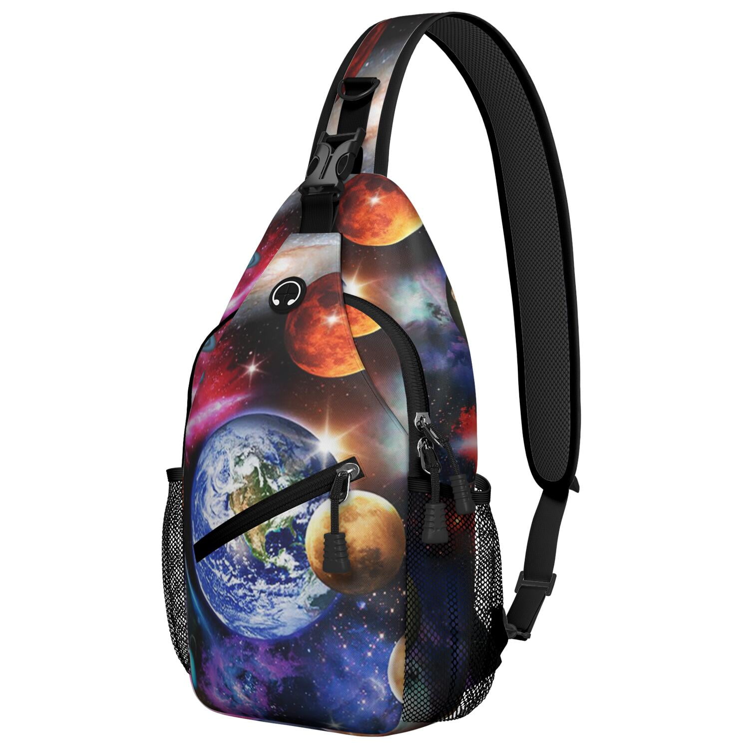 Galaxy Nebula Sling Backpack, Moon and Sun Design, Star Constellation ...