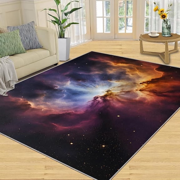 Galaxy Nebula Space Area Rug, Colorful Galaxy Swirl Rugs for Bedroom Fantasy Star Cloud Rug, Washable Non Slip Indoor Floor Carpet & Home Decor 4 x 6ft