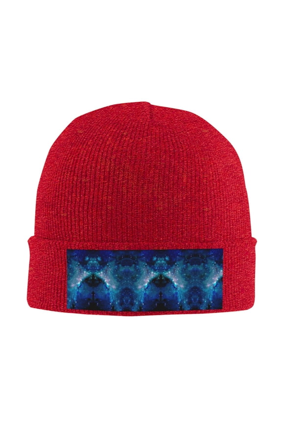 Galaxy Nebula Space Beanie Hat Men Women Warm Printed Cap Knit Beanies Hats Outdoor Winter Red