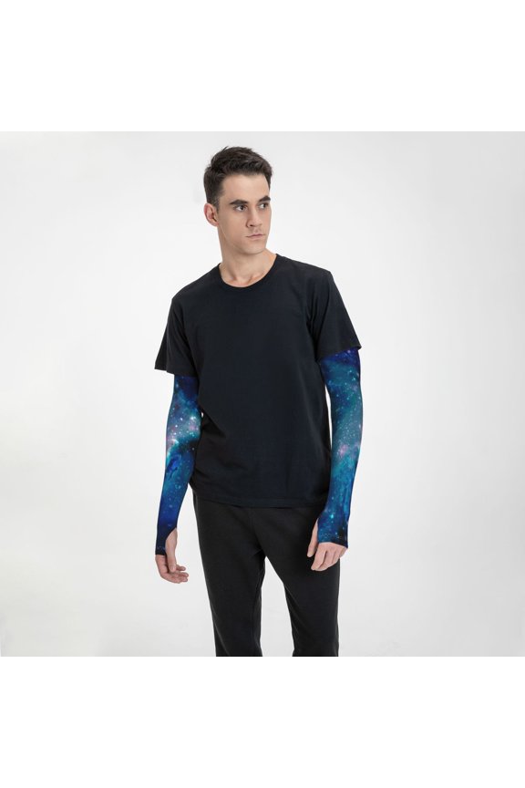 Galaxy Nebula Space Cooling Sleeves Sun Protection Arm Sleeves With Thumb Hole For Women Men