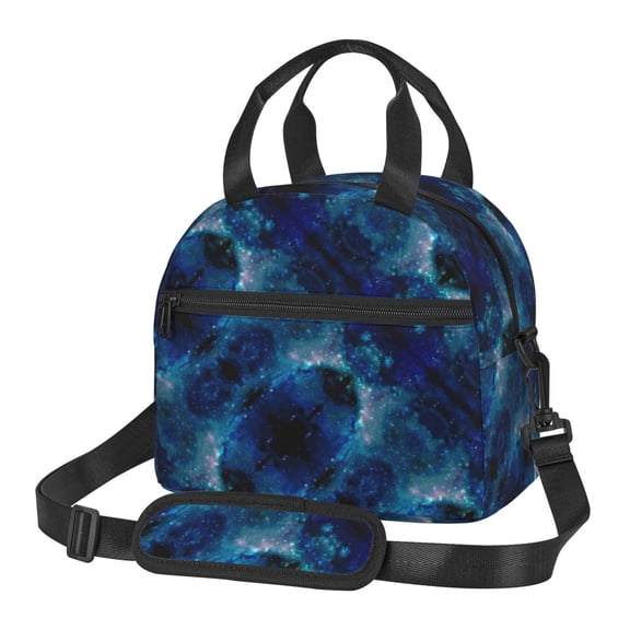 Galaxy Nebula Space Insulated Adults Lunch Bag with Removable Shoulder Strap&Front Pocket Lunch Tote Box Reusable Cooler Bag