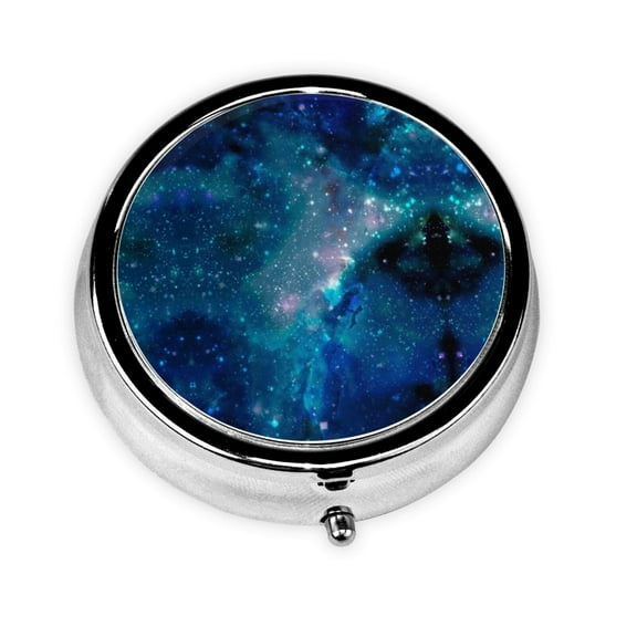Galaxy Nebula Space Round Pill Box Small Pill Case For Purse Pocket Medicine Organizer Travel Pillbox Portable Pill Container