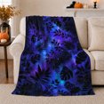 thumbnail image 1 of Galaxy Nebula Tropical Leaves Botanical Silhouette, Mystical Coastal Landscape Scene, Warm Flannel Blanket for Beach House and Living Room, Beach Lovers Valentine's Day Gift, Coastal Home Decor, 1 of 9