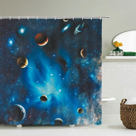 Galaxy Night Starry Sky Bath Curtain Large Size 240x180 Bathroom Shower Curtain Waterproof Polyester Fabric Shower Curtains