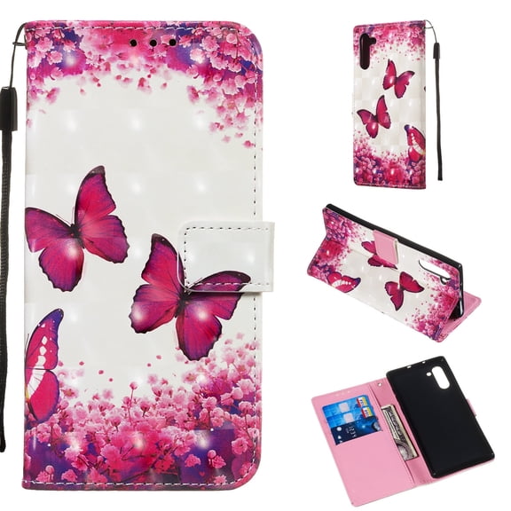 Galaxy Note 10 Case (2019), Allytech PU Leather Slim Fit Lightweight Cards Slots Hand Wrist Full Protective Kickstand Wallet Cases Covers for Samsung Galaxy Note 10, Butterfly