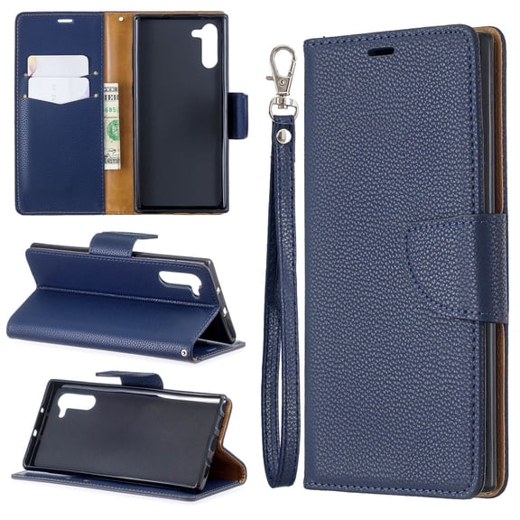 Galaxy Note 10 Case (2019 Released), Allytech Premium PU Leather Slim Fit Folio Flip Magnetic Stand Cards Slots Hand Wrist Strap Shockproof Wallet Cases Covers for Samsung Galaxy Note 10, Blue