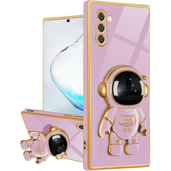 Galaxy Note 10 Case for Astronaut Stand, Designed for 6D Electroplated Galaxy Note 10 4G/5G Phone Case,Soft TPU Protective Shockproof Flexible Samsung Galaxy Note 10 Case 6.3 inch,Purple