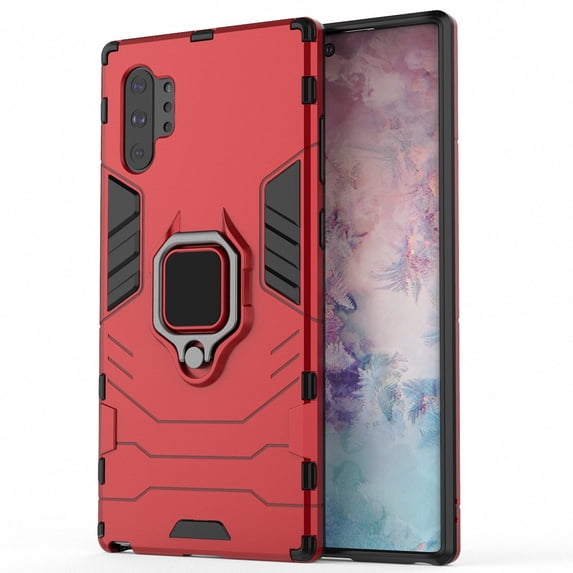 Galaxy Note 10 Case with Ring Holder, Allytech Dual Layers Heavy Duty Protective Shockproof Kickstand Back Cover with Ring Holder for Samsung Galaxy Note 10,Red