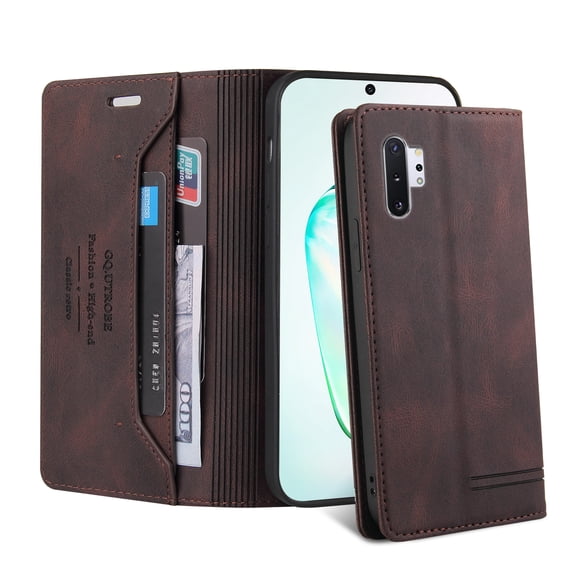 Galaxy Note 10+ Case Wallet, PU Leather RFID Blocking Flip Kickstand Credit Cards Holder Shockproof Protective Wallet Case Folio Cover for Samsung Galaxy Note+ Plus 5G 6.8" - Brown
