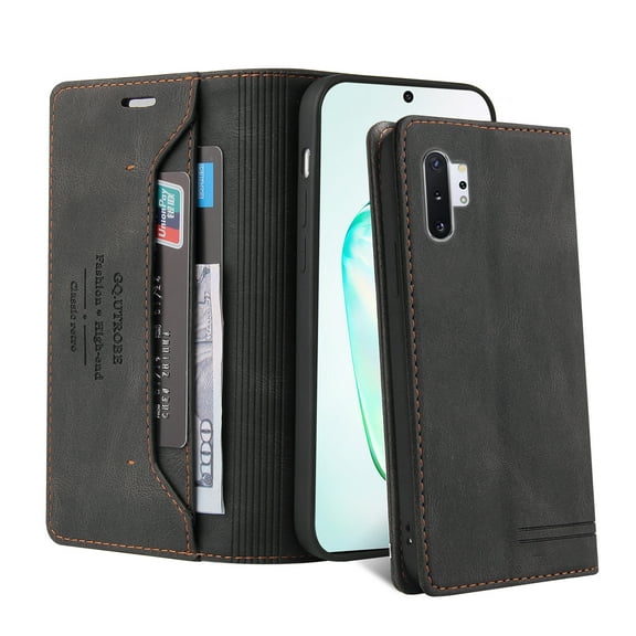Galaxy Note 10+ Case Wallet, PU Leather RFID Blocking Flip Kickstand Credit Cards Holder Shockproof Protective Wallet Case Folio Cover for Samsung Galaxy Note+ Plus 5G 6.8" - Black
