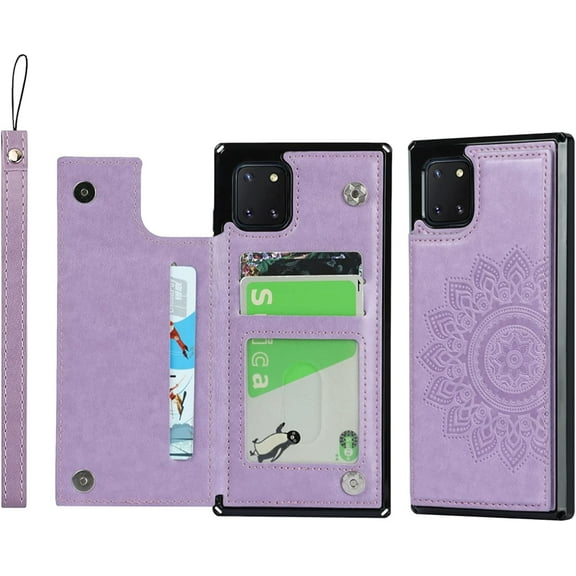 Galaxy Note 10 Lite Wallet Case with RFID Blocking Card Holder,Premium PU Leather Double Magnetic Buttons Stand Flip Wrist Lanyard Strap Cover Case for Samsung Galaxy Note 10 Lite 6.7",Purple