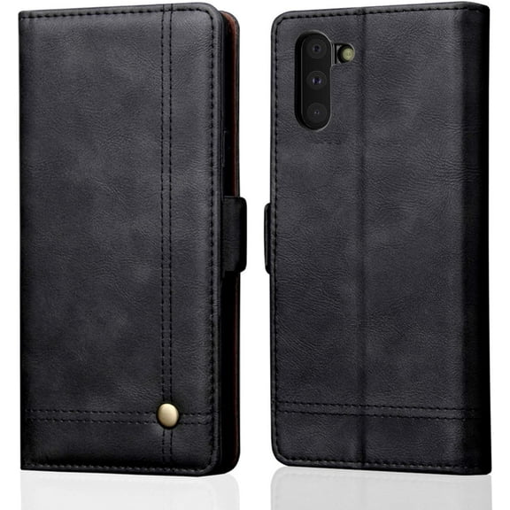 Galaxy Note 10 / Note 10 5G Case, Wallet Folio Flip Leather Magnetic Slim Back Cover Card Holder Slot for Samsung Galaxy Note 10 / Note 10 5G (Black)