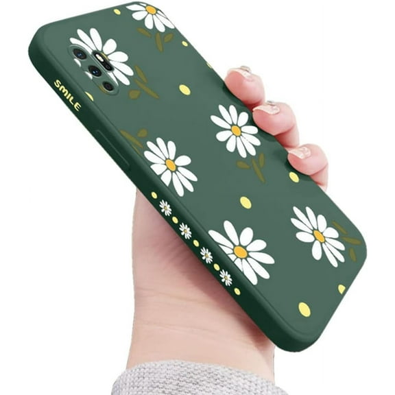 for Galaxy Note 10 Plus Case Cute Daisy Pattern Camera Lens Protection Shockproof TPU Bumper Liquid Silicone Protective Cover Phone Cases for Samsung Galaxy Note 10+Plus 5G 6.9"-Green