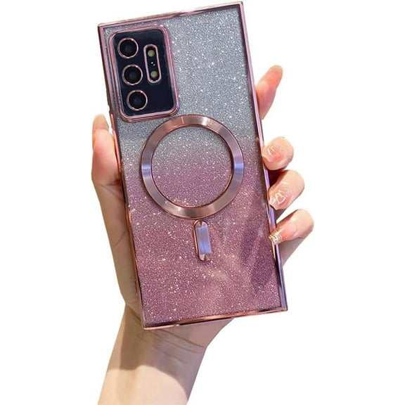 Galaxy Note 10+Plus Case  Glitter [Support Magsafe Charger] Anti-Scratch Shockproof Luxury Plated Clear Full Camera Protection Phone Cover Case for Samsung Galaxy Note 10 Plus-Pink