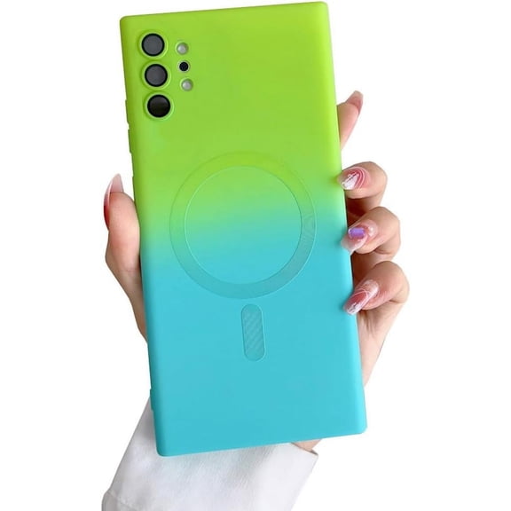 Galaxy Note 10+Plus Case Magnetic [Support Magsafe Charger] Wireless Anti-Scratch Shockproof Camera Protector Gradient Silicon Phone Cover Case for Samsung Galaxy Note 10 Plus 6.8"-Green