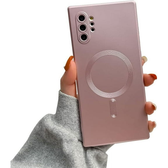 Galaxy Note 10+Plus Case Magnetic [Support Magsafe Charger] Wireless Anti-Scratch Shockproof Full Camera Protection Slim Silicon Phone Cover Case for Samsung Galaxy Note 10 Plus 6.8"-Pink