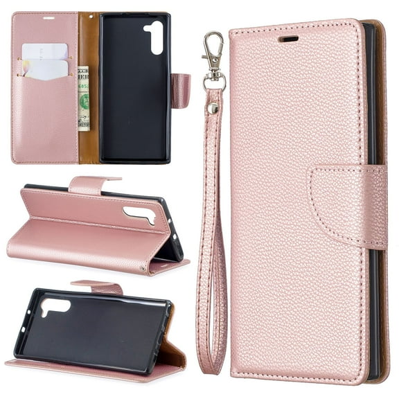 Galaxy Note 10 Plus Case, Note 10 Plus 5G Case,Allytech Slim PU Leahter Kickstand Detachable Wrist Strap Anti-Scratch Folio Cards Pocket Wallet Cases Covers for Samsung Galaxy Note 10 Plus, Pink