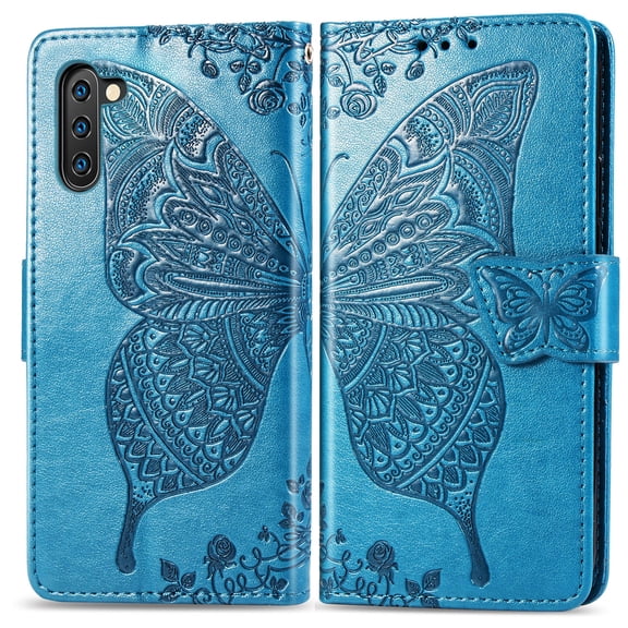Galaxy Note 10 Plus Case, Galaxy Note 10 Plus Wallet Folio Case Magnetic Closure RFID Blocking Card Slots Kickstand Shockproof Absorption Protection Case for Samsung Galaxy Note 10 Plus,Blue