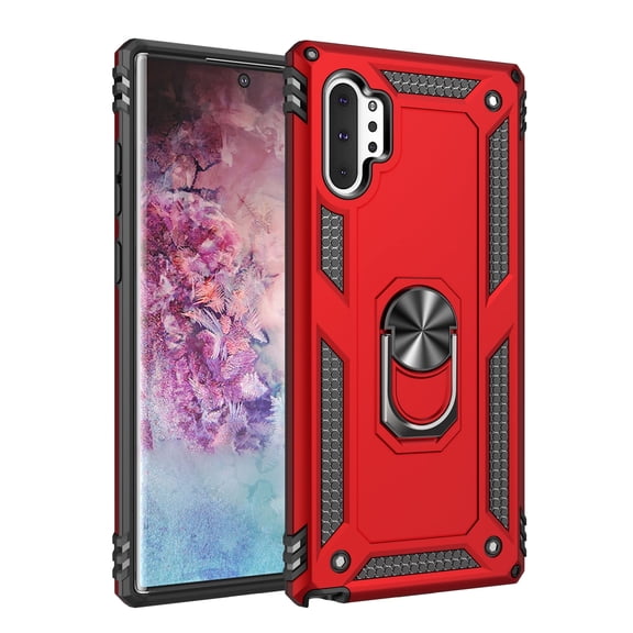 Galaxy Note 10+ Plus / Note 10 Plus 5G Case (6.8") with Ring Holder,  Shockproof Slim Shell Compatible with Magnetic Car Mount Kickstand Cover for Samsung Galaxy Note 10 Plus 5G, Red