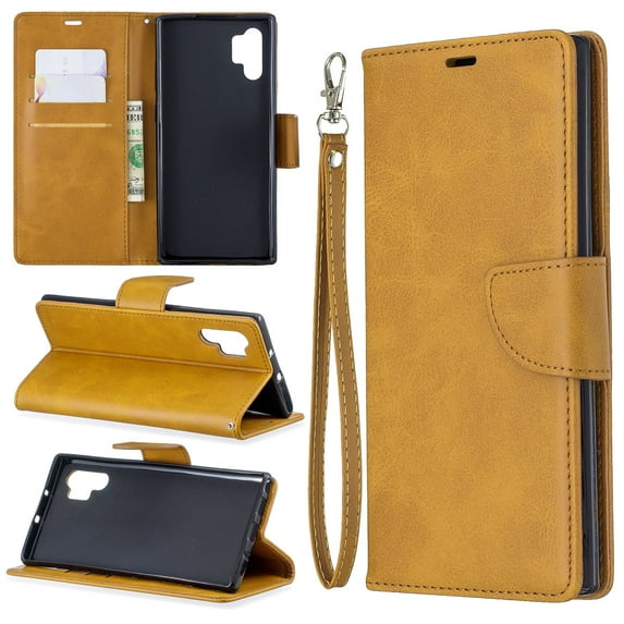 Galaxy Note 10 Plus/ Note10+ 5G Case Wallet, Allytech Folio Slim PU Leather Stand Shockproof Protective Cards Cash Pouch Wallet Cover for Samsung Galaxy Note 10 Plus/ Note10 Plus 5G, Yellow