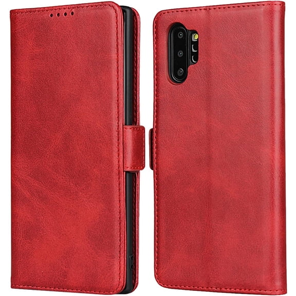 Galaxy Note 10+ Plus/Pro/5G Wallet Case,Premium PU Leather Flip Folio Case with Card Slot, Stand Holder and Magnetic Closure [TPU Shockproof Case] for Samsung Galaxy Note 10 Plus,Red