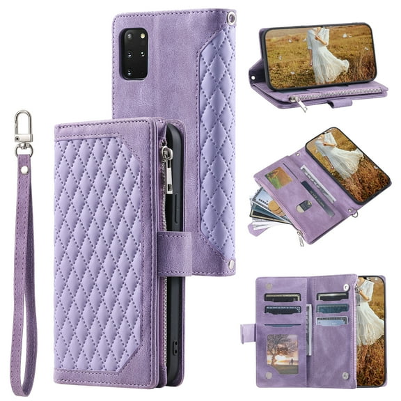 Galaxy Note 10 Plus Wallet Case with Crossbody Strap with Card Holder, Premium Faux Leather Magnetic Folio Kickstand Cover [Long/Short Strap]  For Samsung Galaxy Note 10 Plus,
Purple