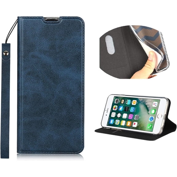 Galaxy Note 10 Pro Case with Wrist Strap, Classic PU Leather Wallet Case Slim Flip Folio with Card Holder,Kickstand Feature Magnet Closure Case Cover for Samsung Galaxy Note 10+/5G,Navy Blue