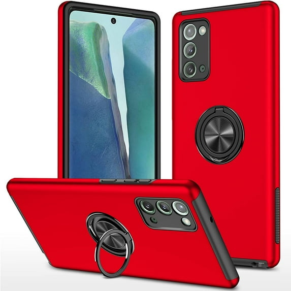 Galaxy Note 20 5G Case for Samsung Note 20 Case Grade Shockproof Built-in Ring Holder Kickstand Car Mount Heavy Duty Protective Case for Galaxy Note 20 Phone Case (Red)