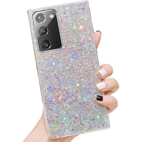 Galaxy Note 20 5G Glitter Case, Sparkle Bling Shiny Diamond Slim Soft Reflective Clear TPU Rubber Bumper Girl Women Protective Case for Samsung Galaxy Note 20 6.7 inch 2020 (Silver)
