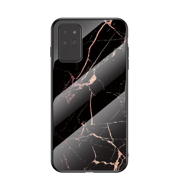 Galaxy Note 20 Back Cover, Allytech Tempered Back Cover Case Shock-Absorption Anti-scratch Bumper Wireless Charging Support Case for Samsung Galaxy Note 20, Gold Marble