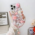 thumbnail image 1 of for Galaxy Note 20 Bling Case,Luxury Crystal Rhinestone Flowers Glitter Diamond Pearl Women Girls Kids Case Cover with Lanyard for Samsung Galaxy Note 20, 1 of 6