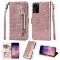thumbnail image 1 of Galaxy Note 20 Case 2020, Allytech PU Leather Bling Glitter Design Flip Cover with Hand Strap Zipper Pocket Cards Slots Scratch Resistant Wallet Case Cover for Samsung Galaxy Note 20, Rosegold, 1 of 4