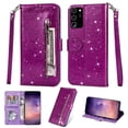 thumbnail image 1 of Galaxy Note 20 Case 2020, Allytech PU Leather Bling Glitter Design Flip Cover with Hand Strap Zipper Pocket Cards Slots Scratch Resistant Wallet Case Cover for Samsung Galaxy Note 20, Purple, 1 of 4