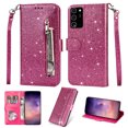 thumbnail image 1 of Galaxy Note 20 Case 2020, Allytech PU Leather Bling Glitter Design Flip Cover with Hand Strap Zipper Pocket Cards Slots Scratch Resistant Wallet Case Cover for Samsung Galaxy Note 20, Rose, 1 of 4