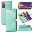 thumbnail image 1 of Galaxy Note 20 Case, Alltyech PU Leather Mandala Embossed Folding Stand Anti-scratch Folio Flip Credit Cards Slots Wallet Case Cover For Samsung Galaxy Note 20, Green, 1 of 10
