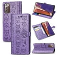 thumbnail image 1 of Galaxy Note 20 Case, Allytech PU Leather Cute Dogs & Cats Embossed Folding Stand Folio Flip Anti-scratch Wrist Strap Lanyard Magnetic Clasp Cards Slots Wallet Cover for Samsung Galaxy Note 20,Purple, 1 of 1