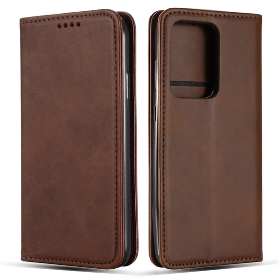 Galaxy Note 20 Case, Allytech PU Leather Folding Stand Shock-Absorption Credit Cards Slots Wallet Case Drop Protection Bumper TPU Back Cover Case for Samsung Galaxy Note 20, Brown