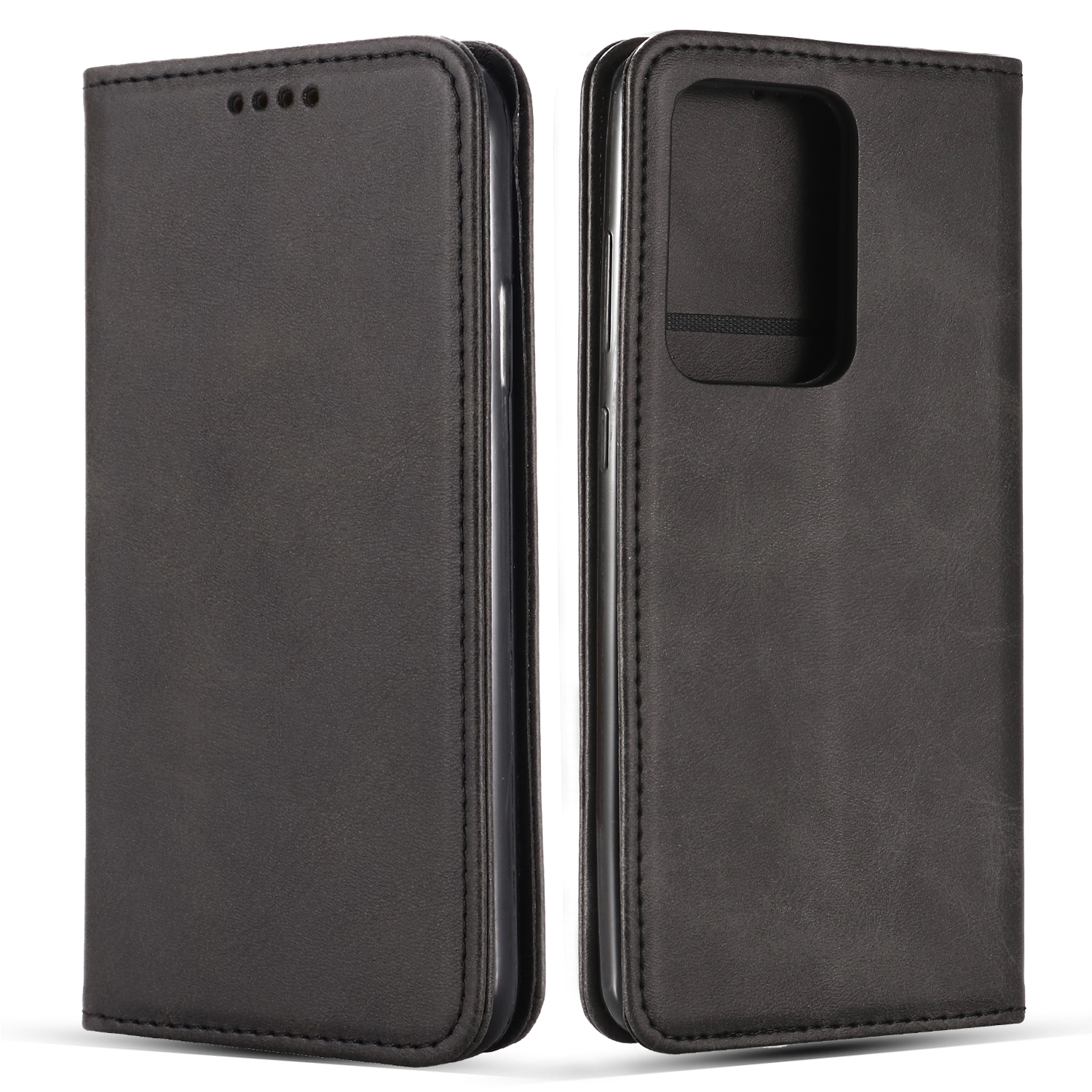 Galaxy Note 20 Case, Allytech PU Leather Folding Stand Shock-Absorption Credit Cards Slots Wallet Case Drop Protection Bumper TPU Back Cover Case for Samsung Galaxy Note 20, Black