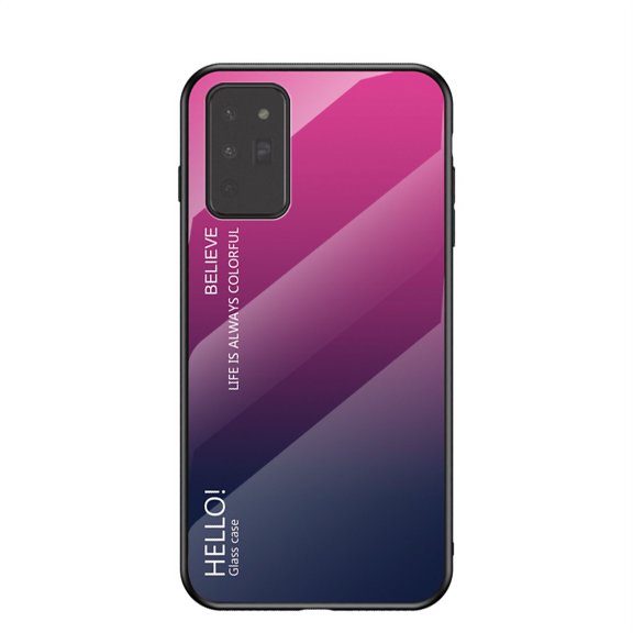 Galaxy Note 20 Case, Allytech Tempered Glass Pattern Back+TPU Frame Hybrid Shell Slim Gradient Color Anti-scratch Shockproof Cover Case for Samsung Galaxy Note 20, Rose