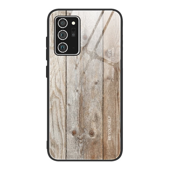 Galaxy Note 20 Case Cover, Allytech Wooden Texture Silicone Frame Tempered Glass Anti-scratch Wireless Charing Support Back Cover for Samsung Galaxy Note 20
