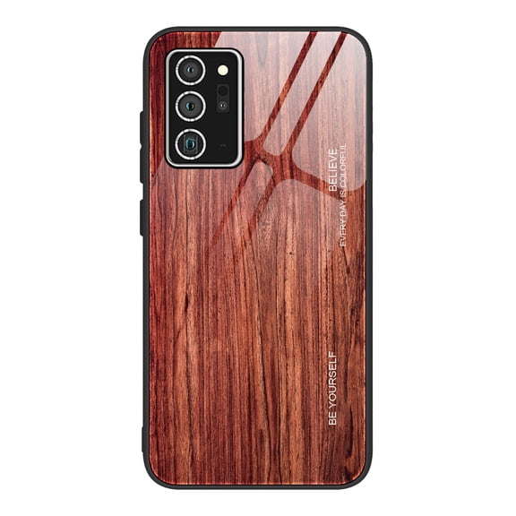 Galaxy Note 20 Case Cover, Allytech Wooden Texture Silicone Frame Tempered Glass Anti-scratch Wireless Charing Support Back Cover for Samsung Galaxy Note 20