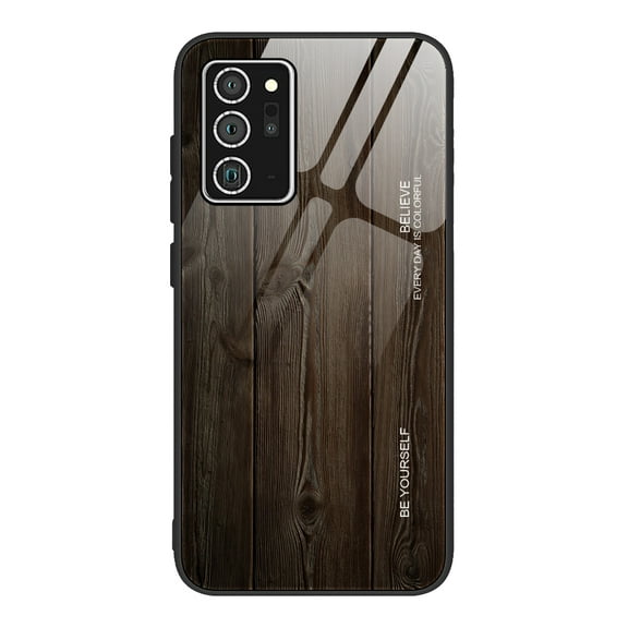 Galaxy Note 20 Case Cover, Allytech Wooden Texture Silicone Frame Tempered Glass Anti-scratch Wireless Charing Support Back Cover for Samsung Galaxy Note 20
