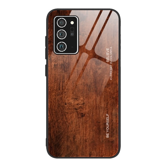 Galaxy Note 20 Case Cover, Allytech Wooden Texture Silicone Frame Tempered Glass Anti-scratch Wireless Charing Support Back Cover for Samsung Galaxy Note 20