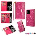 thumbnail image 1 of Galaxy Note 20 Case for Girls Women, Allytech Glitter Bling Kickstand Magnetic Clasp Credit Cards Slots Zipper Pocket Flip Cover Wallet Case for Samsung Galaxy Note 20, Rose, 1 of 10
