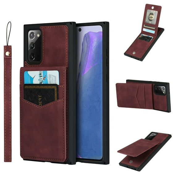 Galaxy Note 20 Case with Lanyard, Allytech Premium PU Leather Anti-Scratch Wallet Case with 6 Card Holders Magnetic Lock Flip Kickstand Case for Samsung Galaxy Note 20 6.7 inch 2020, Red